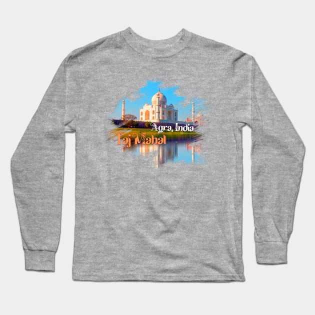 Taj Mahal. Agra, India Long Sleeve T-Shirt by hveyart